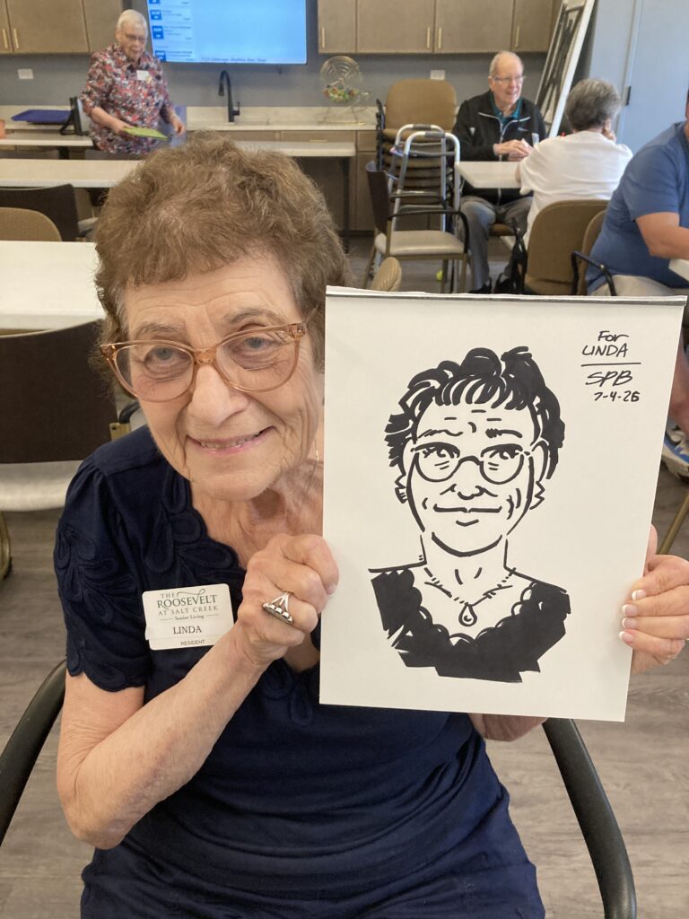 I started doing portraits when I first moved to Portland, working summers at Oaks Amusement Park. I quickly started calling them "Portraits" when I discovered a lot of people don't know how to pronounce the word "Caricature." But that's just as well, because I don't consider what I do traditional caricatures. No big heads on little bodies with squinty eyes. I've purposefully made up my style as I went along, and thankfully people have responded to it.